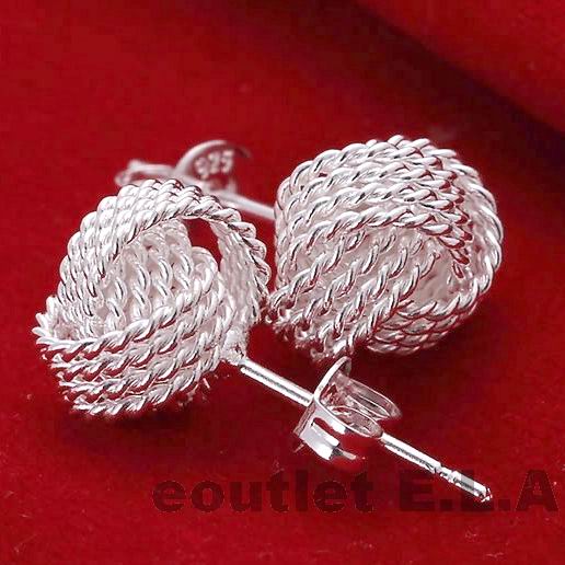 11mm WOVEN KNOT SILVER STUD EARRINGS